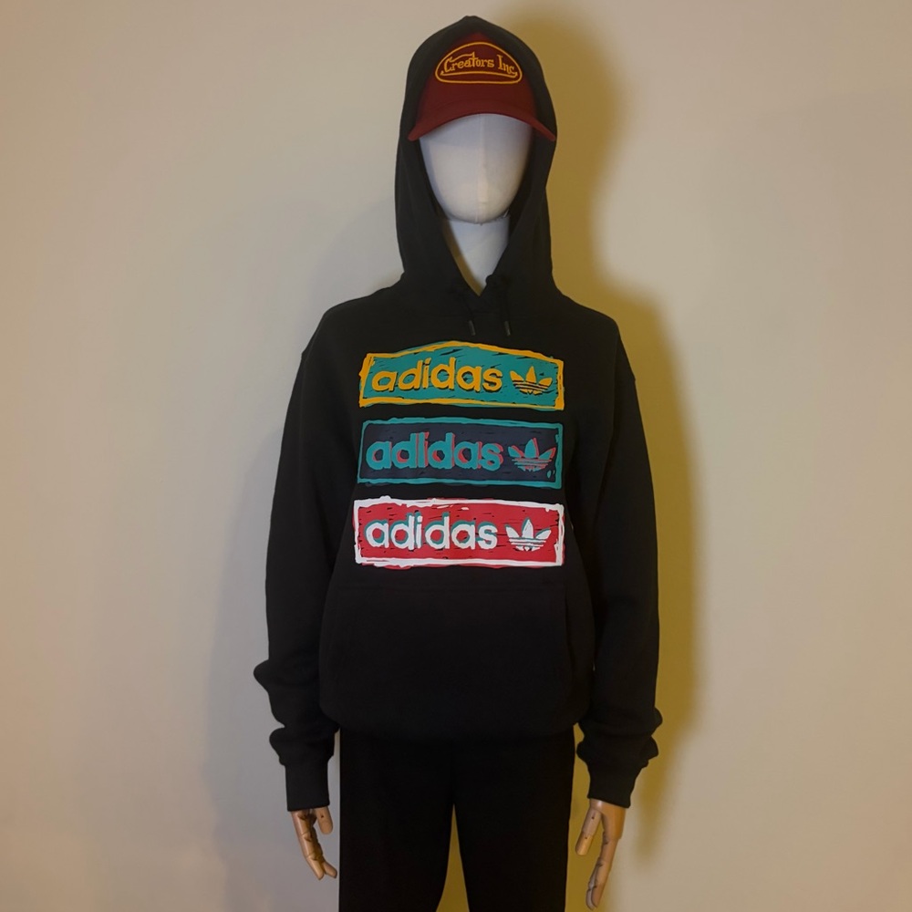 Adidas, MAN, Tri Linear Sweatshirt Black Long Sleeve Hoodie, Size - ExtraSmall